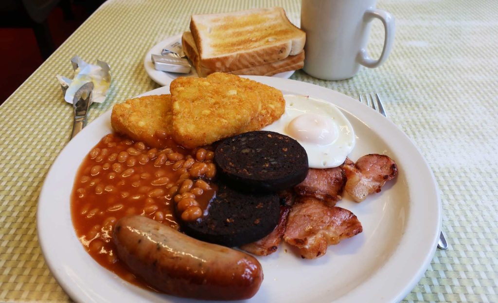Full English breakfast from the Regency Cafe in London, England