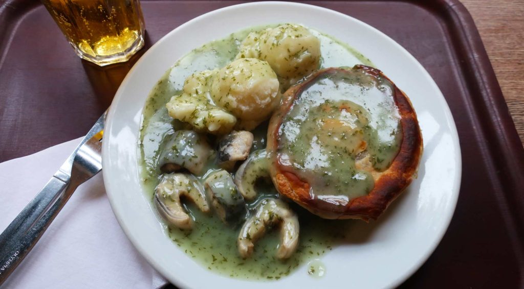Pie and mash and eels at Goddards in London, England