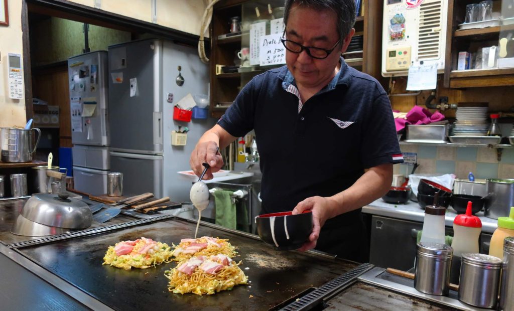 Okonomiyaki Chitose in Osaka, Japan